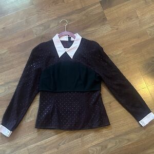 Erdem Cherry Wool Mesh Blouse